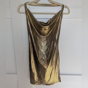 Gold Backless Mini Dress Size Large
